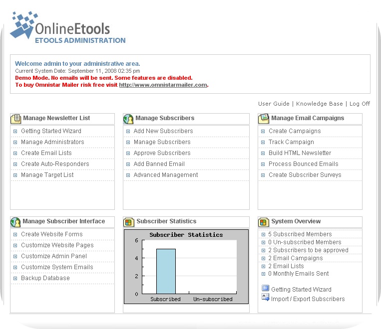 Omnistar Email Marketing Software screen shot